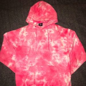 Pink and White tie-dye Hoodie